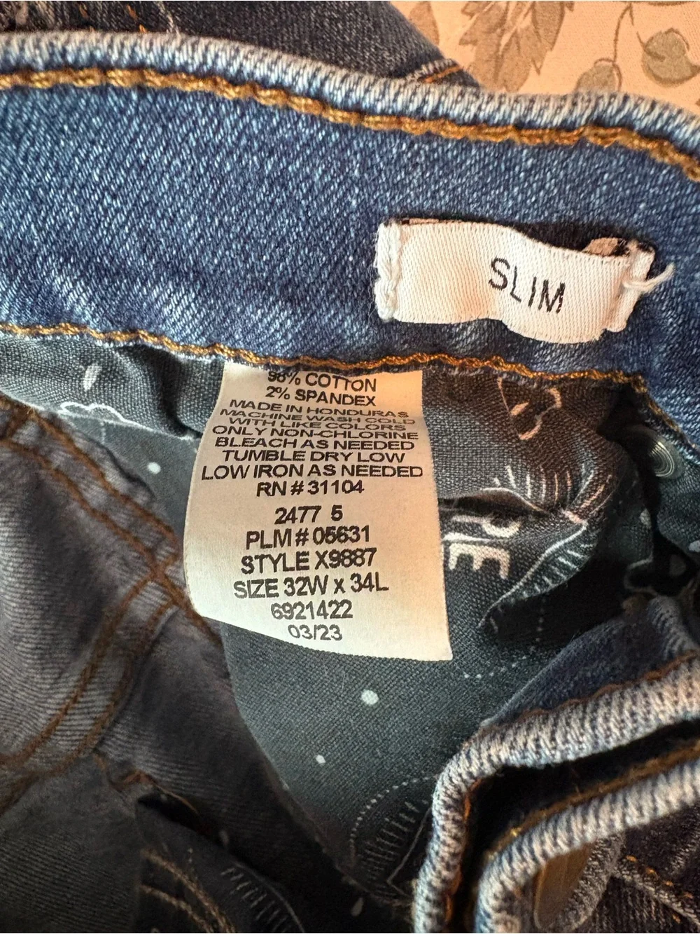 True Craft Slim Men's Jeans in Blue Denim with Gold Stitching
